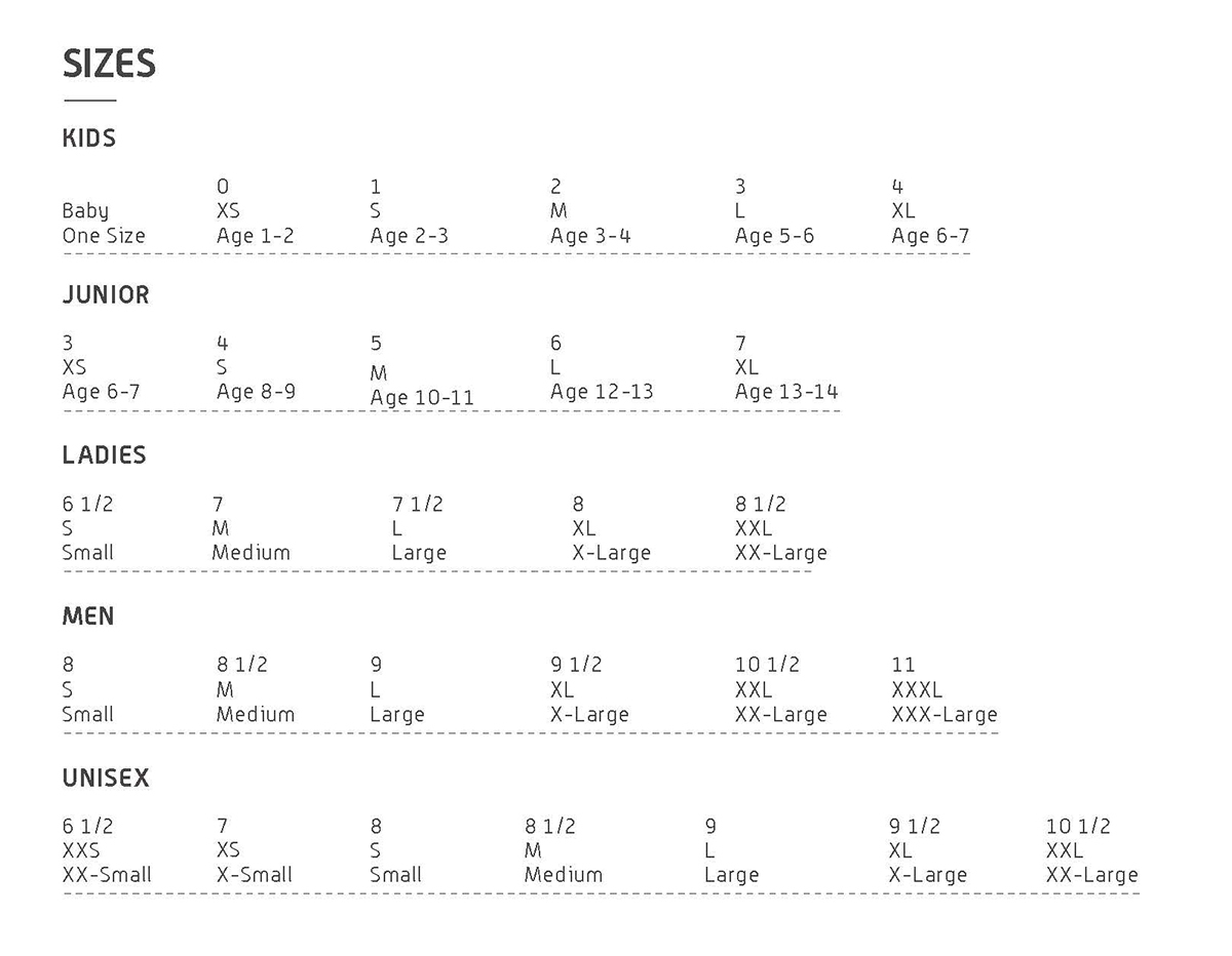 Zanier Gloves Size Chart